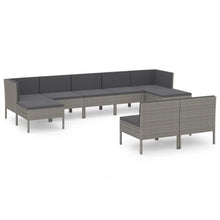 HGPOTUY 9 Piece Patio Lounge Set with Cushions Poly Rattan Gray