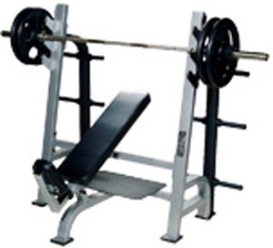York Barbell STS Olympic Incline Bench with Gun Racks Silver