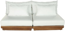 Meridian Furniture 111White-S2B Mirella Collection Modern | Contemporary Outdoor Patio 2pc. Modular Loveseat with Solid Teak Frame, Water Resistant Fabric, 74" W x 38" D x 27" H, White