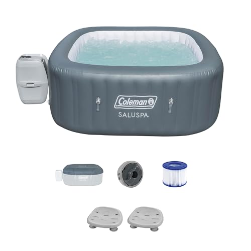 Coleman SaluSpa 114 AirJet Inflatable Hot Tub with 2-Pack of Bestway SaluSpa Non-Slip Seats