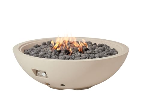 Rose Bowl Pro Concrete Fire Pit 48" x 48" Outdoor Patio Firepit Includes Lava Rocks Modern Fire Pits & Outdoor Fireplaces for Garden, Deck, Indoor & Outdoor Heating
