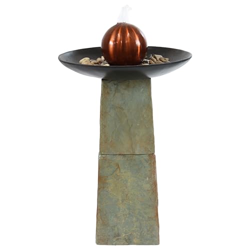 Sunnydaze Freestanding Slate Outdoor Water Fountain - 38-Inch H