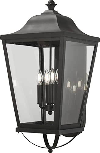 The Great Outdoors 73284-66 Savannah Outdoor Wall Mount, 4-Light, 160 Total Watts, 14-in H x 29.13-in W, Sand Coal Black