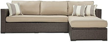 Serta Laguna Brown Wicker Outdoor Storage Sectional Sofa, Patio Furniture Set with Beige Cushions for Backyard or Deck
