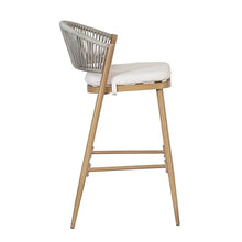 Christopher Knight Home Hearth 30.25" Patio Barstools Set of 2, Woven Wicker Counter Stool, Aluminum Frame Barstool, PE Rattan Scallop-Shape Backrest Woodlike Stool for Backyard Balcony, Maple