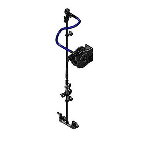 T&S Brass Enclosed Hose Reel Assembly 12' Epoxy-Coated with Exposed Piping and B-0107-C