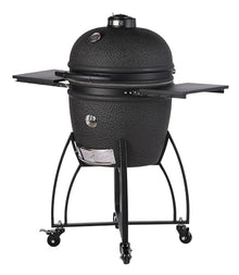 Saffire Carbon Kamado – Large Ceramic Grill and Smoker, 19" Charcoal Grill with Crucible Firebox, Smokin’ Chip Feeder, Two-Piece Heat Deflector, Multi-Grids, Ash Tool – Matte Black