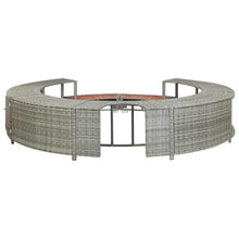 Poly Rattan Hot Tub Surround with Storage, Weatherproof Spa Furniture Surround for Standard Spas, Gray Wicker Bathing Accessory