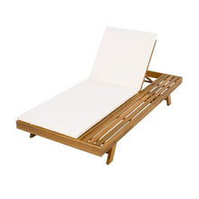 Christopher Knight Home Kayes Acacia Wood Chaise Lounge Chair Outdoor Set of 2, Poolside Sun Lounger Recliner, Patio Outdoor Chaise Lounge with 2'' Cushion, Teak+Cream