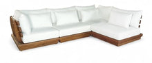 Meridian Furniture 111White-Sec4B Mirella Collection Modern | Contemporary Outdoor Patio L-Shaped 4pc. Modular Sectional with Solid Teak Frame, Water Resistant Fabric, 113" W x 75" D x 27" H, White