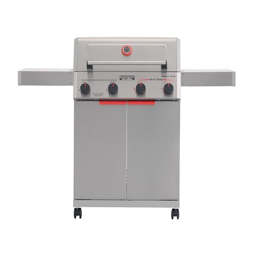 Monument Grills 4 Burner Stainless Steel Propane Mesa 2 Gas Grill, 500°F in 5 Mins, 525 sq.in, 37,000 BTU, with Broil Zone, Foldable Side Shelves, Knob Controls, Built in Thermometer, Mesa II 410BZ