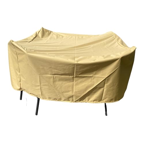 Outdoor Patio Furniture Cover Oxford Double-Sided Waterproof, Patio Table Cover Tear-Resistant with Taped Seam and Windproof Buckle, Multiple Colors(Size:260×260×70cm/102×102×28in,Color:beige)