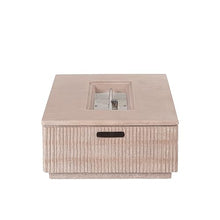 Christopher Knight Home 48.2 Inch Outdoor Rectangular Fire Pit Set with Tank Cover Side Table, MgO Concrete Propane Fire Pit 50000 BTU, Natural Modern Patio Heating Table Set
