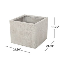 Christopher Knight Home Vanessa Outdoor Modern Large Cast Stone Square Planters (Set of 2), White