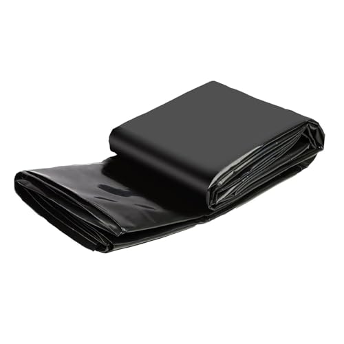 Renmlion Black Pond Liner｜Large Impermeable Pond Membrane Durable HDPE Polythene Plastic Sheeting｜4x5m 5x6m 6x7m 7x8m 8x10m 10x12m Outdoor Pond Liners Sealing Film｜Easy Cutting(32.8x49.2ft)