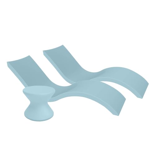 Ledge Lounger Oasis Bundle 2 Chaises + 1 Side Table Frost