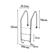 Swimming Pool Escalator 304 Stainless Steel Above Ground Swimming Pool Ladder Equipment with 3 Anti-Skid Protection Swimming Pool Steps Embedded/Silver / 50cm (Silver 50cm)