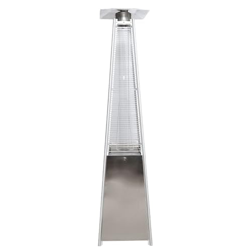 Patio Heater, 48,000 Btu Pyramid Propane Heater with Wheels, Outdoor Heater, Portable Heater, Patio Heater Propane, Outdoor Patio Propane Space Heater, for Patio, Backyard, Garden Stainless steel