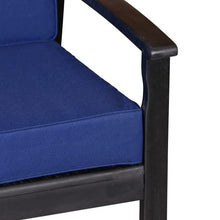 Kaimei Eucalyptus Loveseat with Cushions, Navy Cushions, Finish - Deep Seat Outdoor Sofa for Patio, Backyard, Porch