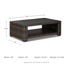 Signature Design by Ashley Grasson Lane Outdoor Wicker Cocktail Table with Aluminum Frame, Brown