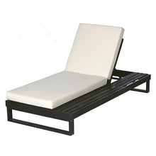 Merax 2-Piece Black Acacia Wood Chaise Lounge with 4'' Cream 2-Fold Cushion