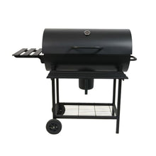 YEWASTI Large Charcoal Grill with Wheels, Outdoor BBQ Grill and Barrel Smoker, Portable Folding Side Table for Backyard, Camping, and Patio Parties