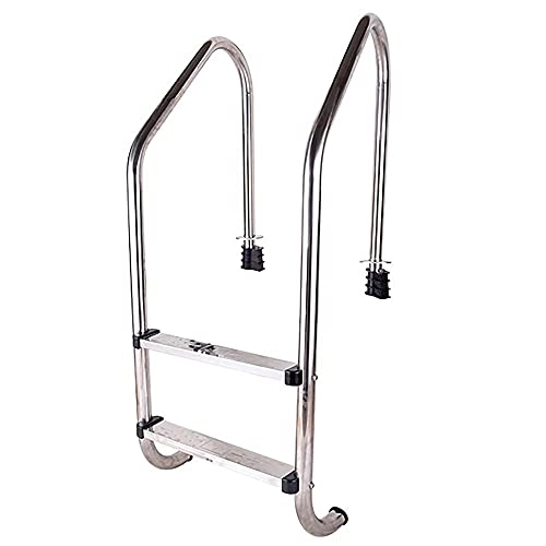 Swimming Pool Handrail Stainless Steel Pool Ladder Tube Wall Thickness 1mm for Pool Entry Need to be Embedded/Silver / 3 Step (Silver 3 Step) (Silver 2 Step)