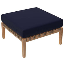 Modway Clearwater Outdoor Patio Teak Wood 4-Piece Sectional Sofa in Gray Navy