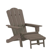 Flash Furniture HDPE Adirondack Chair with Cup Holder and Ottoman, Brown