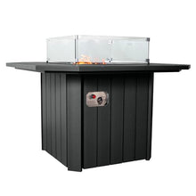 highwood Oasis 40" Fire Pit Table, 50,000 BTU with Glass Wind Guard and Rain Cover, Black