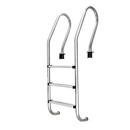 Swimming Pool Escalator Stainless Steel Above Ground Swimming Pool Ladder Equipment with 3 Anti-Skid Protection Swimming Pool Steps Embedded/Silver / 50×60×161cm (Silver 50×60×161cm)