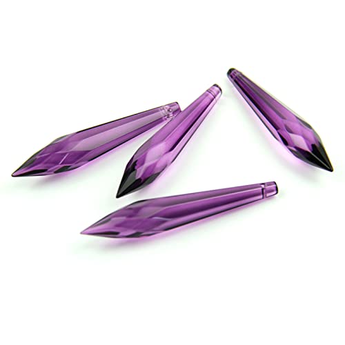 38mm/63mm/76mm Dark Purple Crystal Prism Suncatcher Chandeliers Glass Icicle U Drop Pendant for Home Party Wedding Decoration,Dark Purple,76mm
