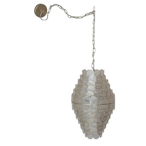 Creative Co-Op Capiz Pendant Lamp, Natural and Gold Finish