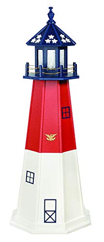 DutchCrafters Decorative Lighthouse - Poly, Barnegat Style (Red/White/Blue, (Patriotic) 5)