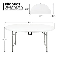 MoNiBloom 5.5Ft 5-Piece Set Folding Plastic Table Heavy Duty Plastic Fold in Half Commercial Banquet Even Indoor Outdoor Table with Handle