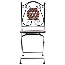 JKSVTF 3 Piece Mosaic Bistro Set Ceramic Tile Terracotta, Garden Table and Chairs, Garden Chairs Set, Patio Set, Outdoor Table and Chairs