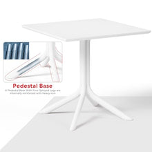 Costaelm Breakfast Table Set for 4, HDPE Patio Square Dining Table and Stackable Chairs, Outdoor Small Patio Furniture Set All Weather for Backyard Porch Poolside, White