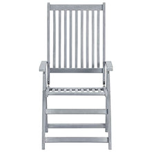 MBDRKVGF Set of 6 Outdoor Garden Reclining Chairs, Solid Acacia Wood Patio Furniture with Comfortable Cushions, Adjustable Foldable Seats for Balcony, Backyard, and Deck, Grey