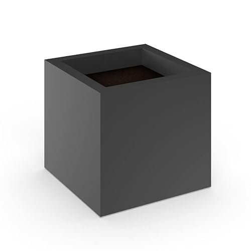 Generic Modern Square Fiberglass Planter 24" x 24" x 24" Black Matte