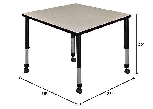 Regency Kee Height Adjustable Mobile Square Classroom Table 36" Maple