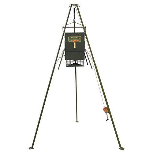 Texas Hunter Products EZ Lift Tripod Wildlife and Deer Feeder 300lb Capacity Hunter Green