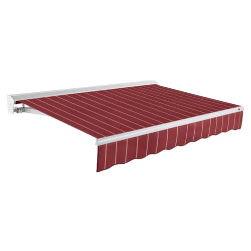 Awntech 24' Destin Right Motor (24' x 10') Retractable Patio Awning, Burgundy Pin Stripe