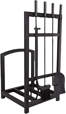 ELUKHT Firewood Rack Fire Wood Holder Outdoors, Fireplace Firewood Holder Storage, Heavy Duty Wrought Iron Fireplace Firewood Rack for Indoor Outdoor, with 4 Tools
