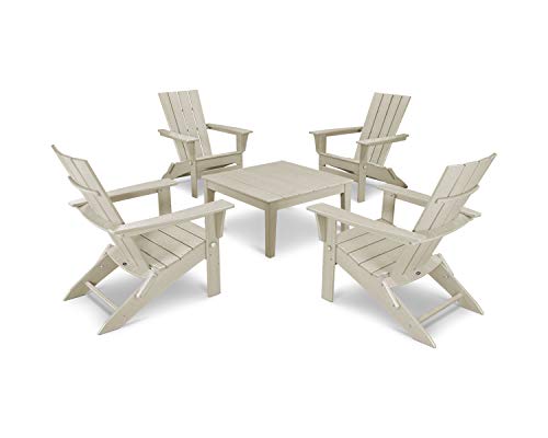 POLYWOOD® Quattro Folding Chair 5-Piece Conversation Set in Sand