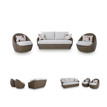 Signature Design by Ashley Cardiff Beach Patio Furniture Set with Swivel Chairs, Rust-Resistant Aluminum Frame, All-Weather Wicker and Nuvella Performance Fabric, Outdoor Seating for Poolside, Beige