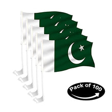 BANNER BUZZ MAKE IT VISIBLE Pakistan Car Flag with Window Clip, 18” x 12”, Double-Sided Printing, Pack of 100, White