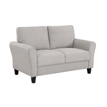 Benzara Leroi Loveseat- 58 Inch- Gray Fabric and Round Flared Armrests