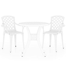 HKTMGDNG 3-Piece White Cast Aluminum Bistro Set with Umbrella Hole