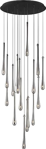ET2 Lighting Stillo 18-Light Multi-Light Pendant | Black Finish | Smoke Glass Shade | Transitional Hanging Pendant Light for Kitchen Islands | Adjustable Cord Suspension | E24219-138BK