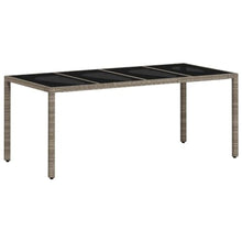 Garden Table Set of 4 Light Grey,Light Grey Rectangular Garden Table with Tempered Glass Modern Design for Entertaining Up to 6 People Outdoor Only Patio Tables